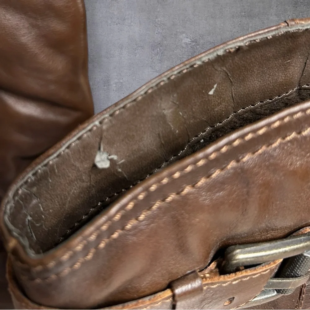 ALDO VINTAGE Brown Leather Riding Boots Dark Academia Equestrian Size 7 - Picture 10 of 11